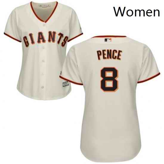 Womens Majestic San Francisco Giants 8 Hunter Pence Replica Cream Home Cool Base MLB Jersey